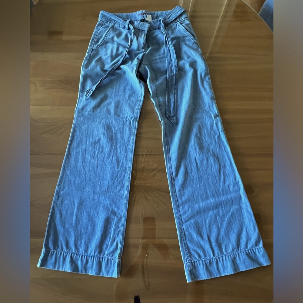 J. Crew Wide Leg Light Chambray Pants